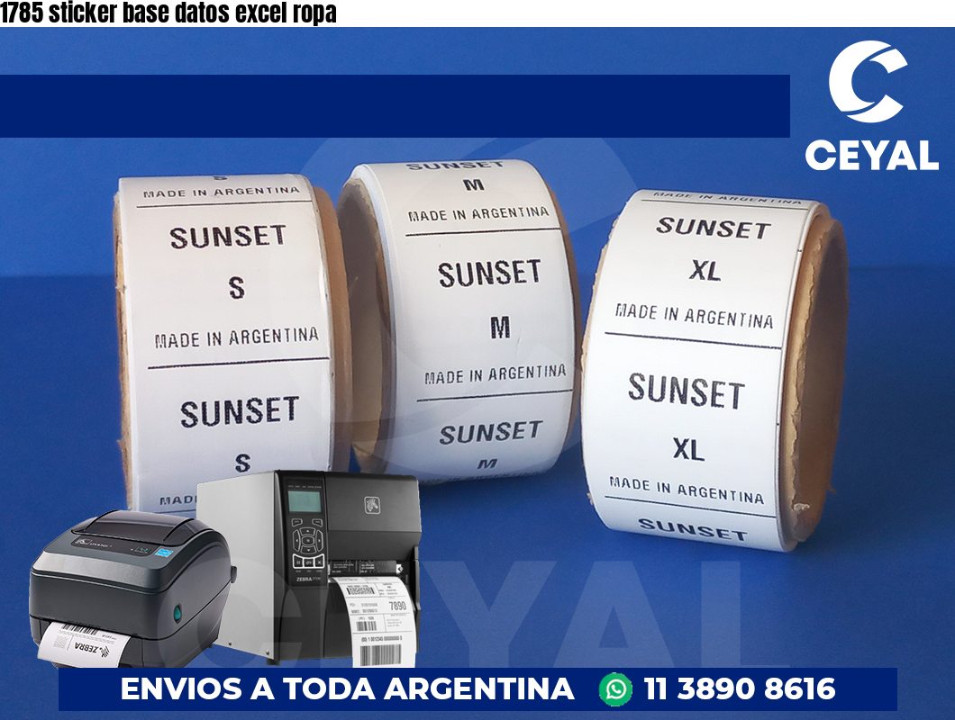 1785 sticker base datos excel ropa
