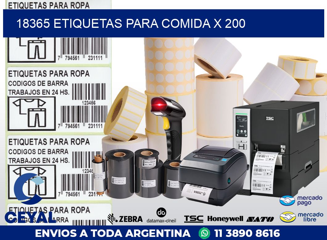 18365 ETIQUETAS PARA COMIDA x 200