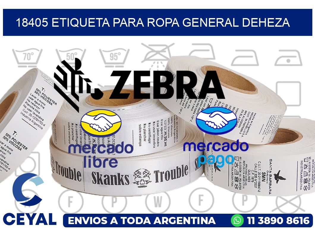 18405 ETIQUETA PARA ROPA GENERAL DEHEZA