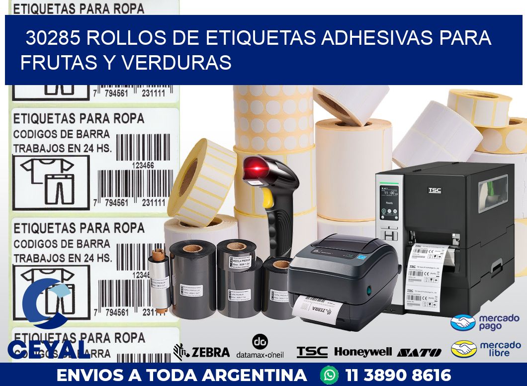 30285 ROLLOS DE ETIQUETAS ADHESIVAS PARA FRUTAS Y VERDURAS