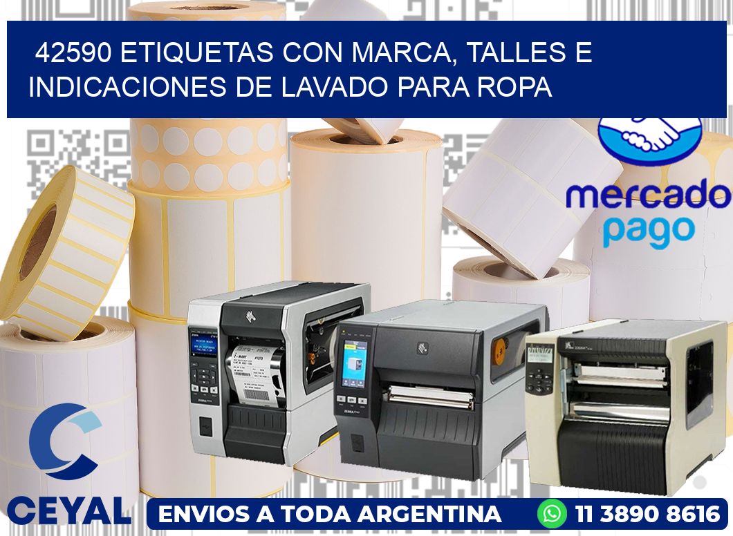 42590 ETIQUETAS CON MARCA, TALLES E INDICACIONES DE LAVADO PARA ROPA