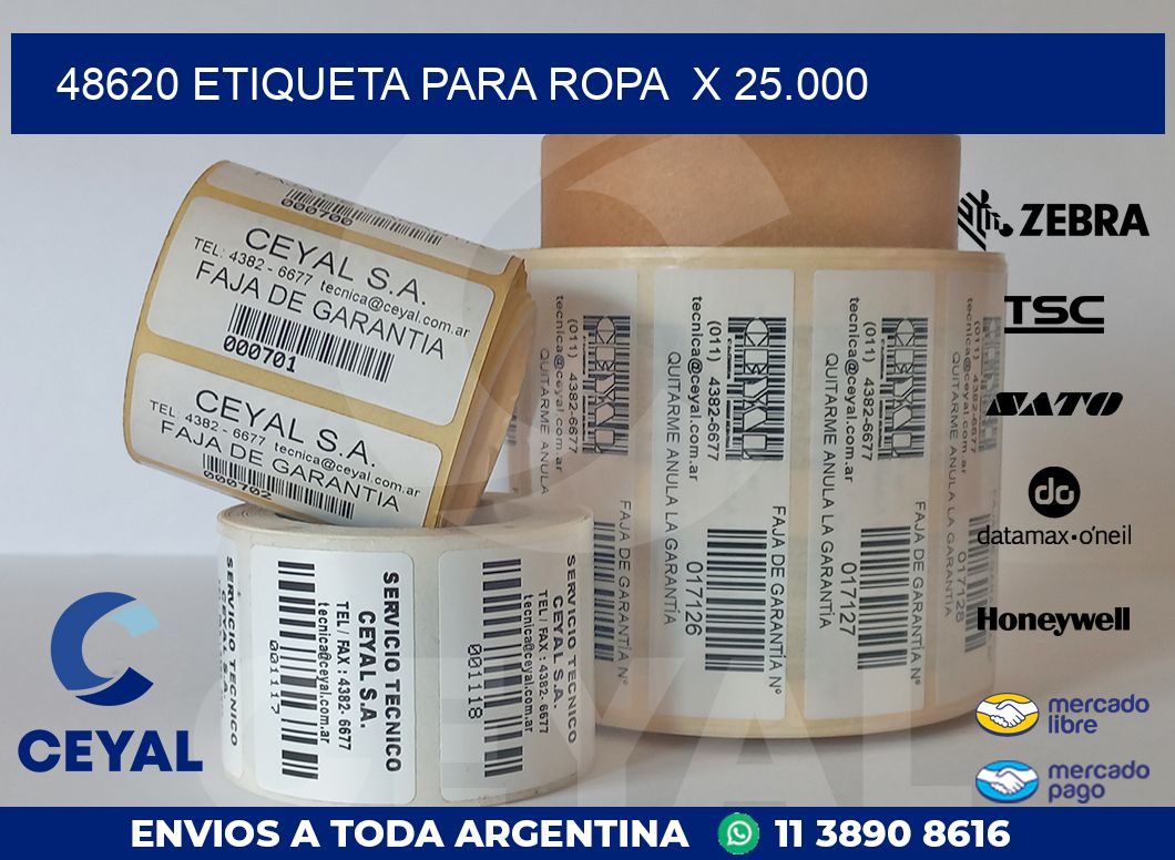 48620 ETIQUETA PARA ROPA  X 25.000