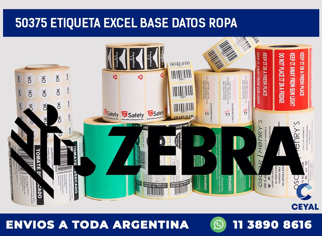 50375 etiqueta excel base datos ropa