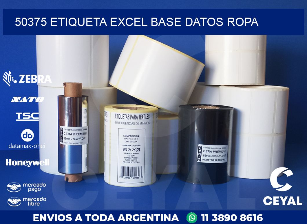 50375 etiqueta excel base datos ropa