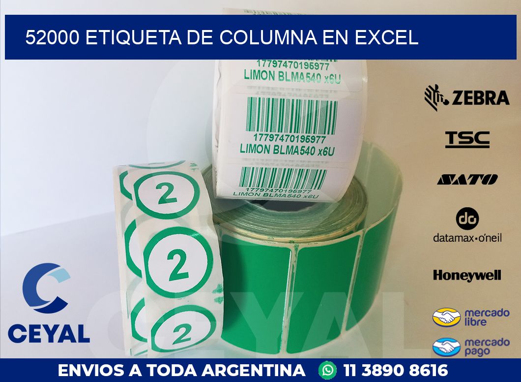 52000 Etiqueta de columna en Excel