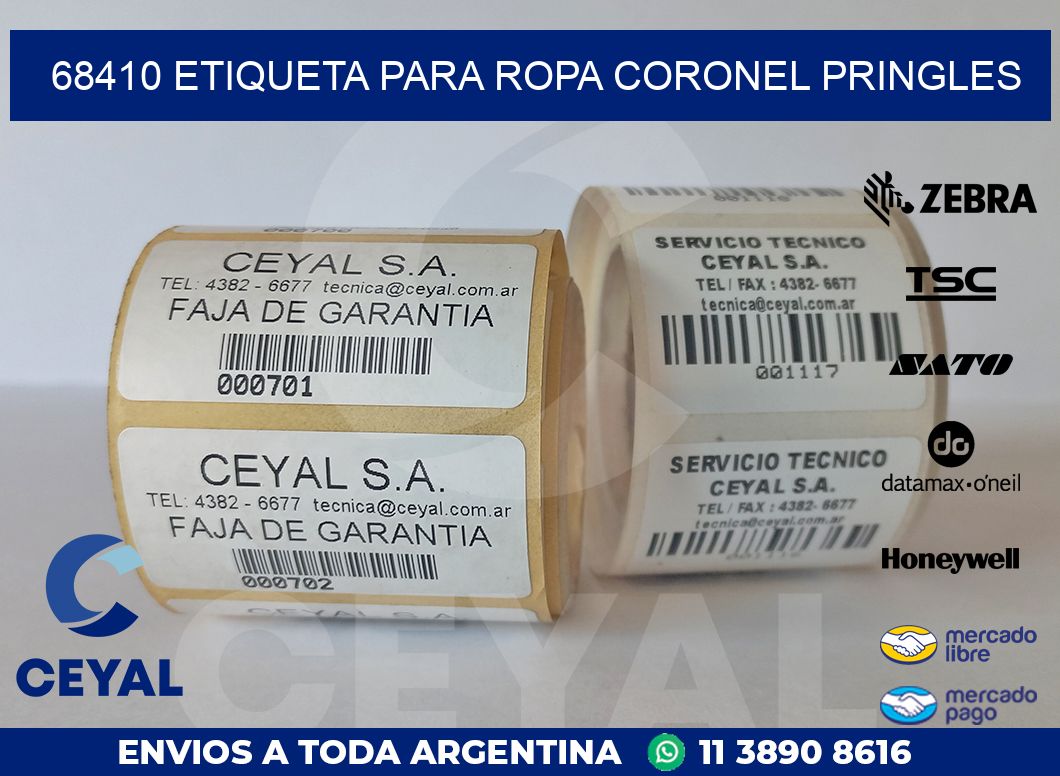 68410 ETIQUETA PARA ROPA CORONEL PRINGLES