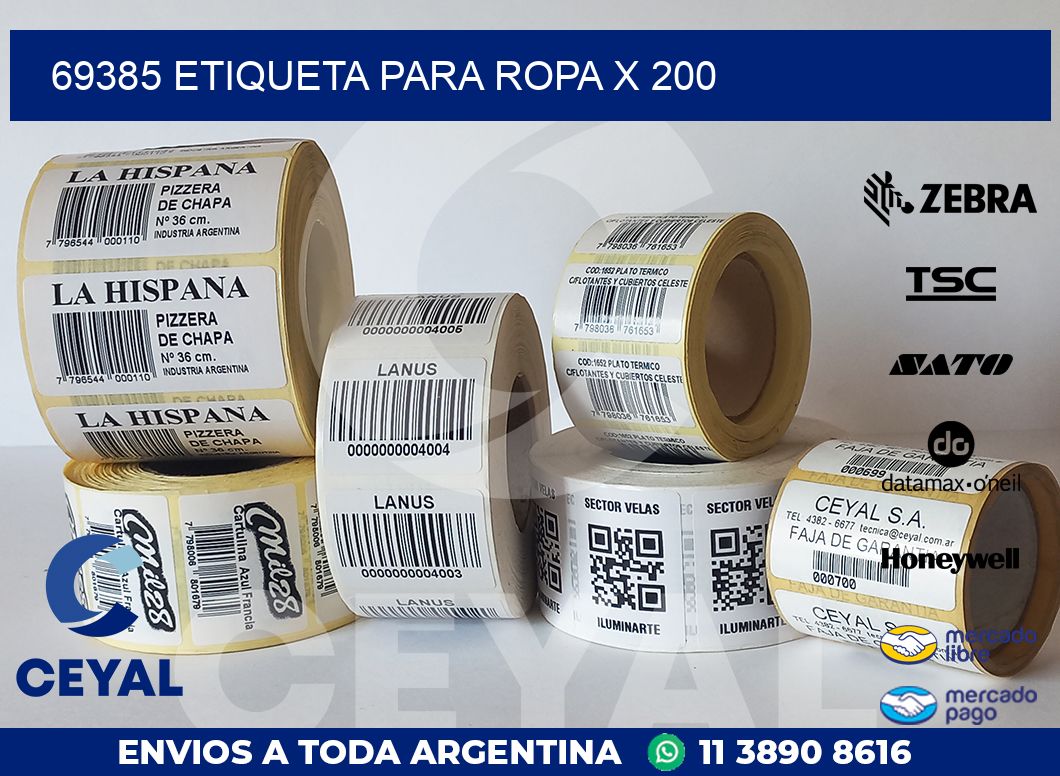 69385 ETIQUETA PARA ROPA X 200