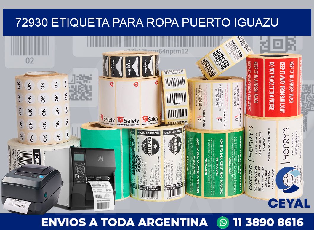 72930 ETIQUETA PARA ROPA PUERTO IGUAZU