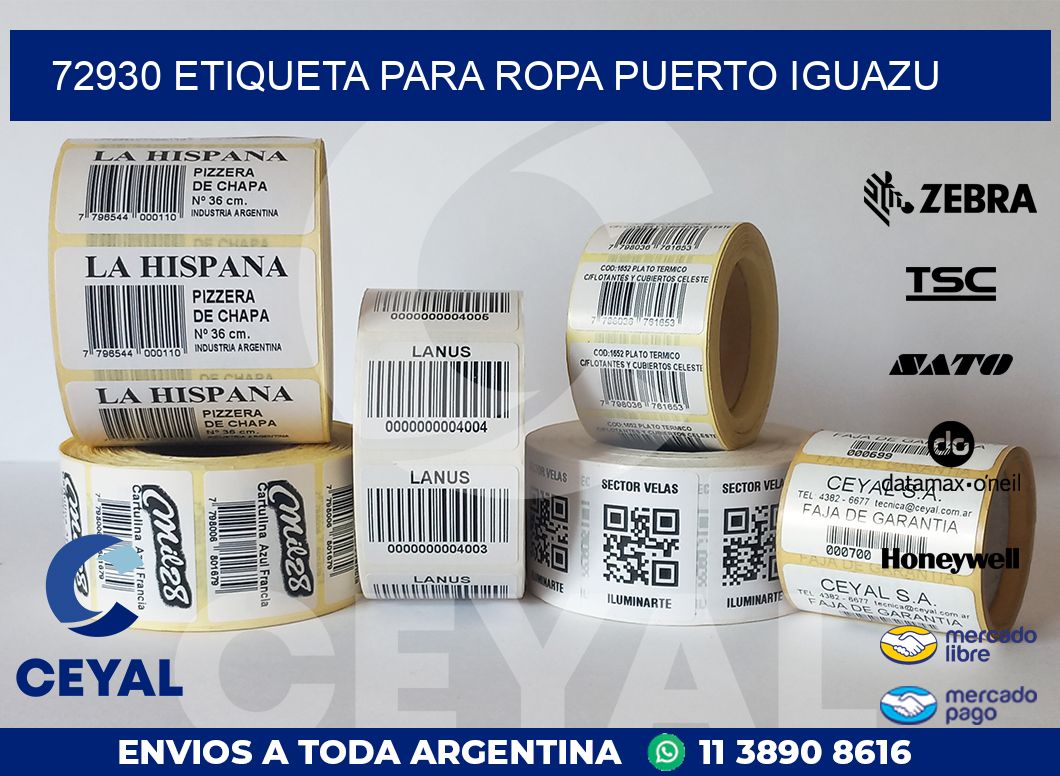 72930 ETIQUETA PARA ROPA PUERTO IGUAZU