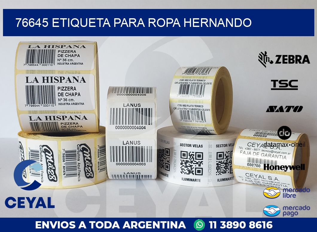 76645 ETIQUETA PARA ROPA HERNANDO