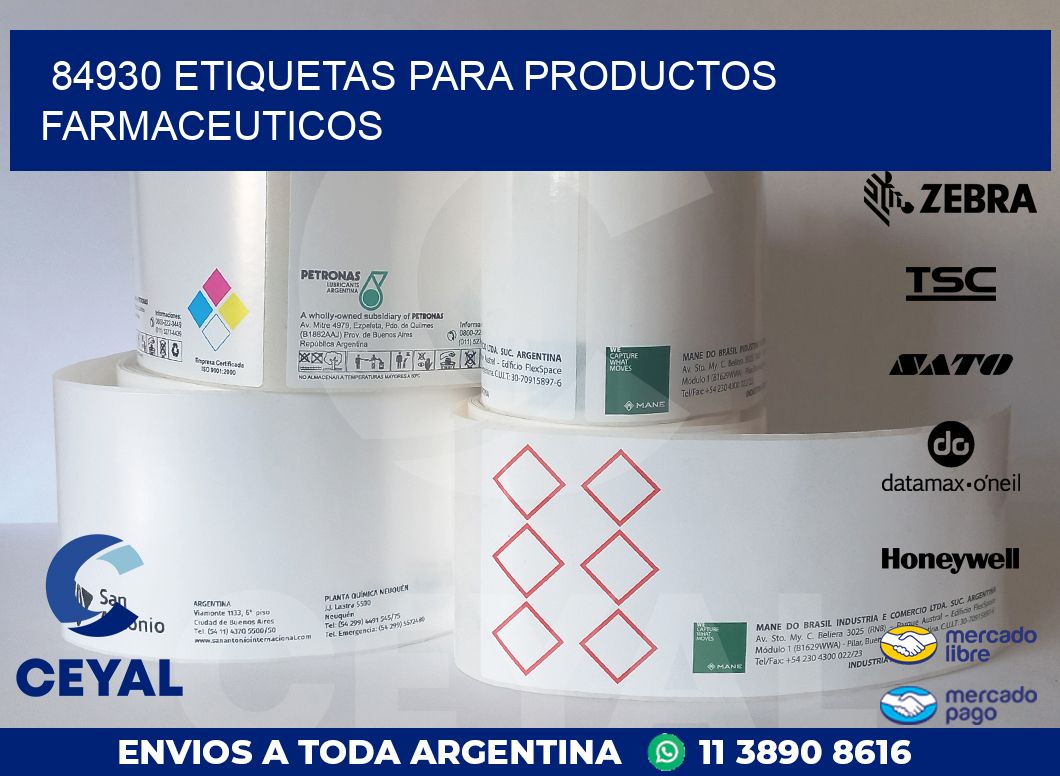 84930 ETIQUETAS PARA PRODUCTOS FARMACEUTICOS