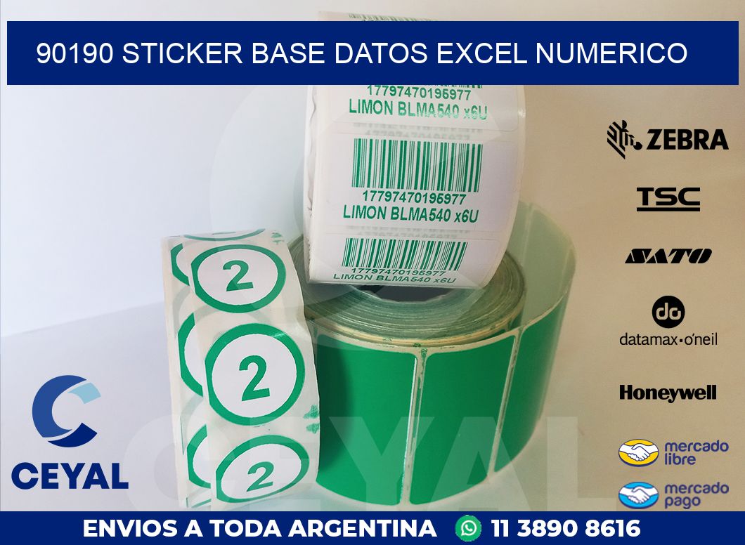 90190 sticker base datos excel numerico