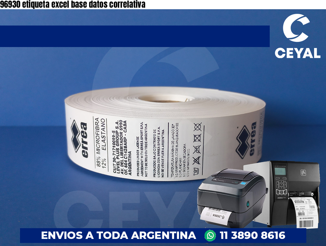 96930 etiqueta excel base datos correlativa