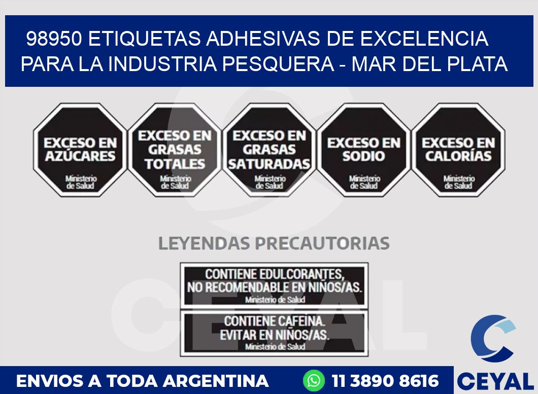 98950 ETIQUETAS ADHESIVAS DE EXCELENCIA PARA LA INDUSTRIA PESQUERA - MAR DEL PLATA