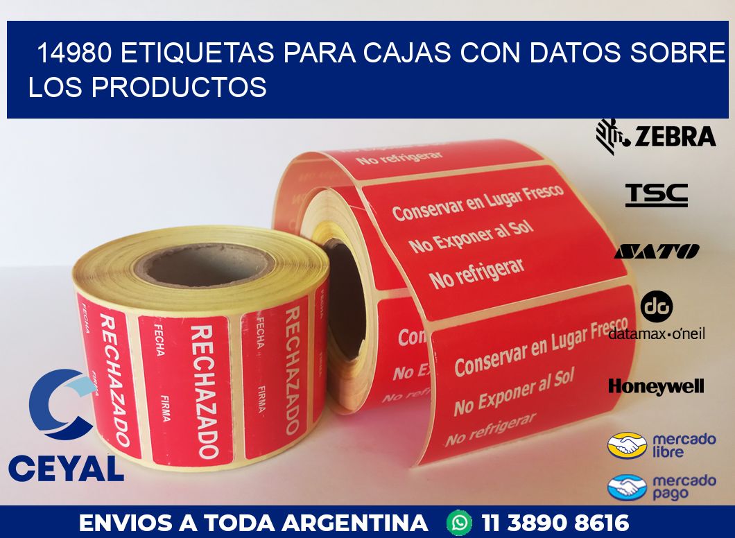 14980 ETIQUETAS PARA CAJAS CON DATOS SOBRE LOS PRODUCTOS