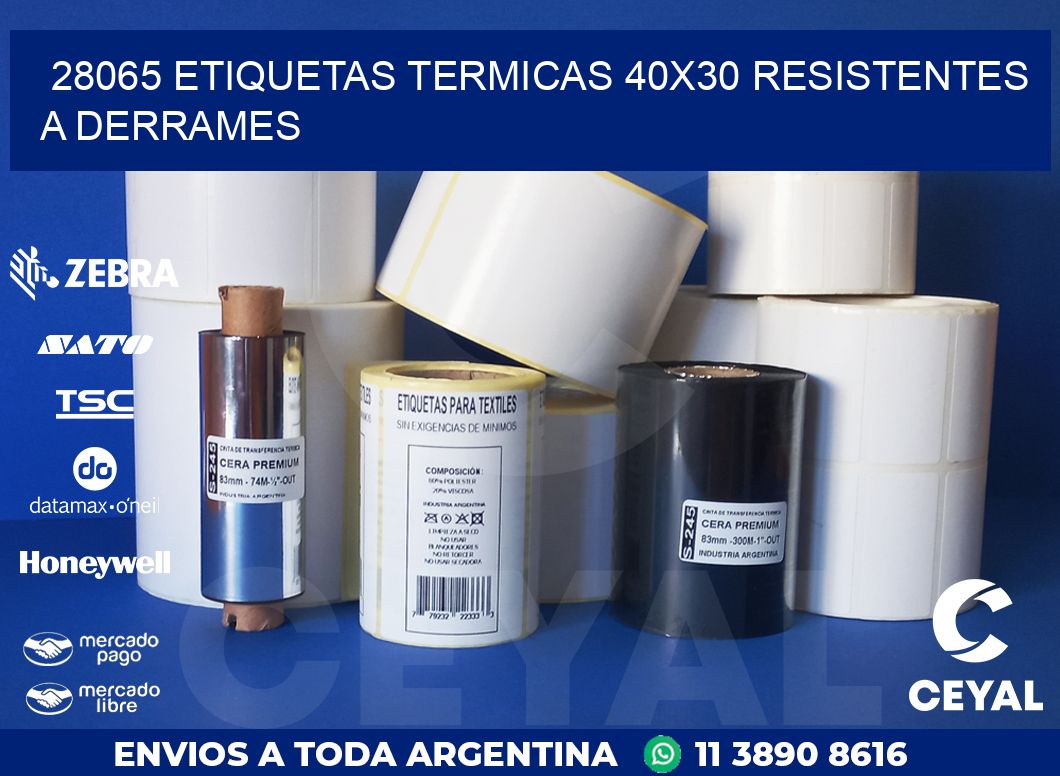 28065 ETIQUETAS TERMICAS 40X30 RESISTENTES A DERRAMES