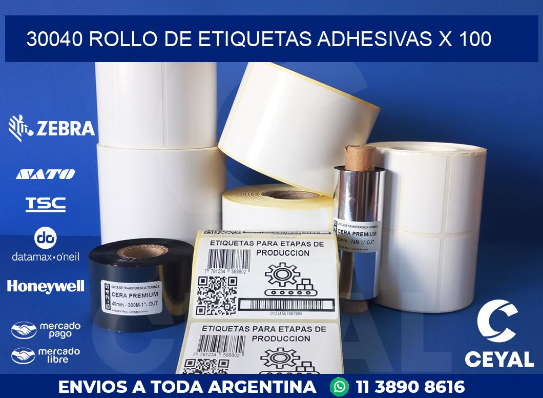 30040 ROLLO DE ETIQUETAS ADHESIVAS X 100