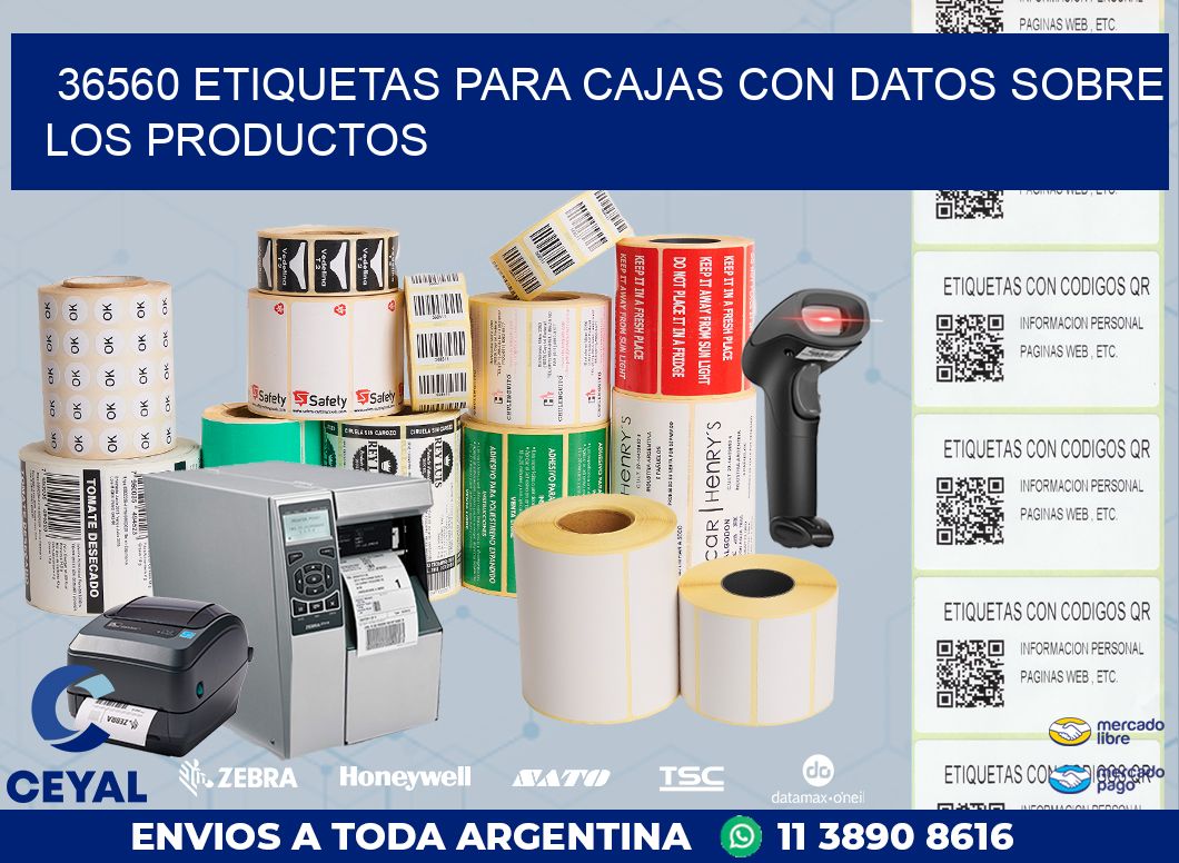 36560 ETIQUETAS PARA CAJAS CON DATOS SOBRE LOS PRODUCTOS