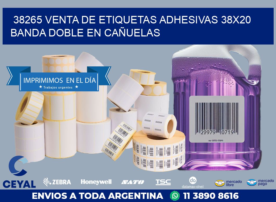 38265 VENTA DE ETIQUETAS ADHESIVAS 38X20 BANDA DOBLE EN CAÑUELAS