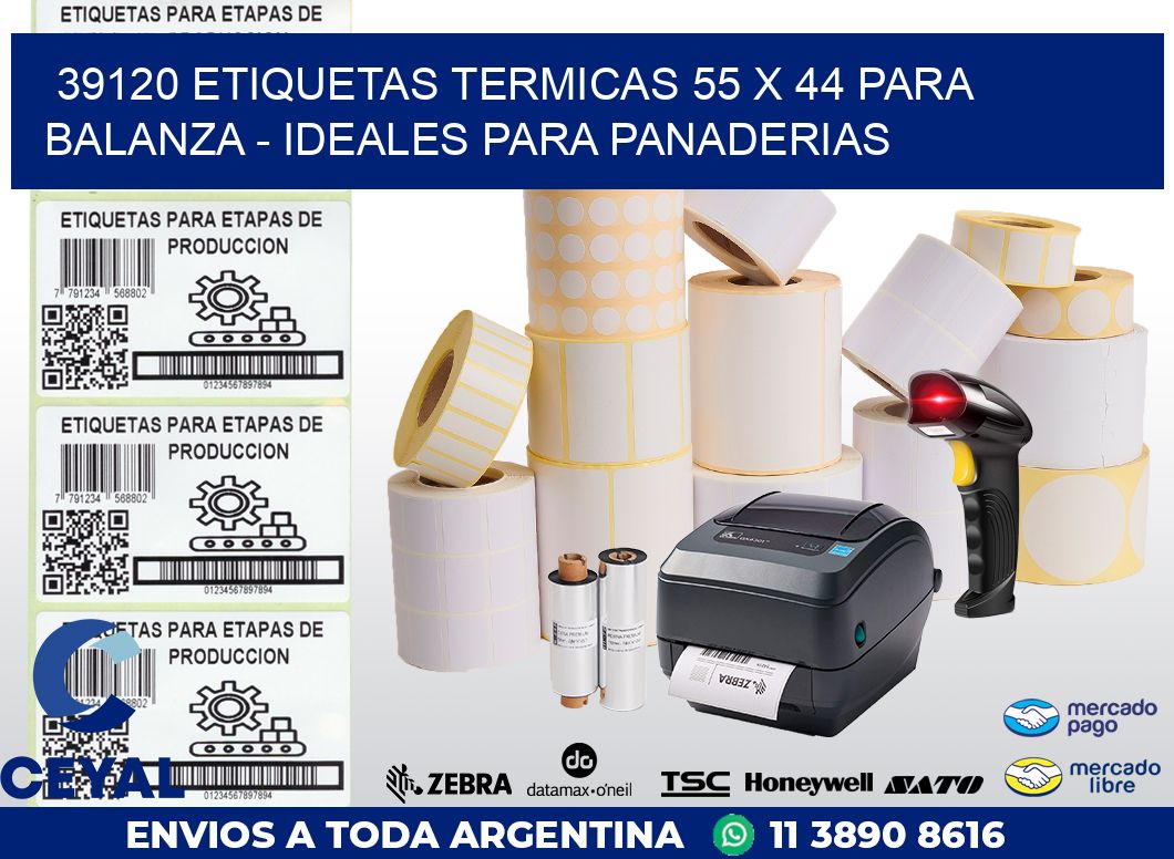 39120 ETIQUETAS TERMICAS 55 X 44 PARA BALANZA – IDEALES PARA PANADERIAS