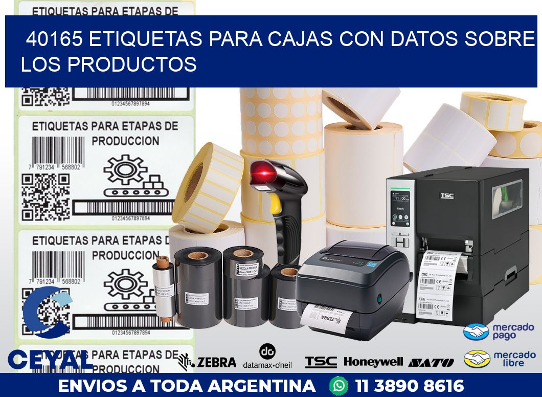 40165 ETIQUETAS PARA CAJAS CON DATOS SOBRE LOS PRODUCTOS