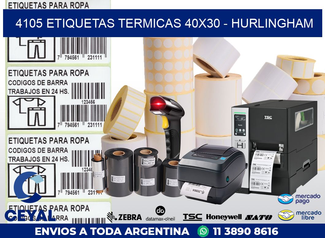 4105 ETIQUETAS TERMICAS 40X30 - HURLINGHAM