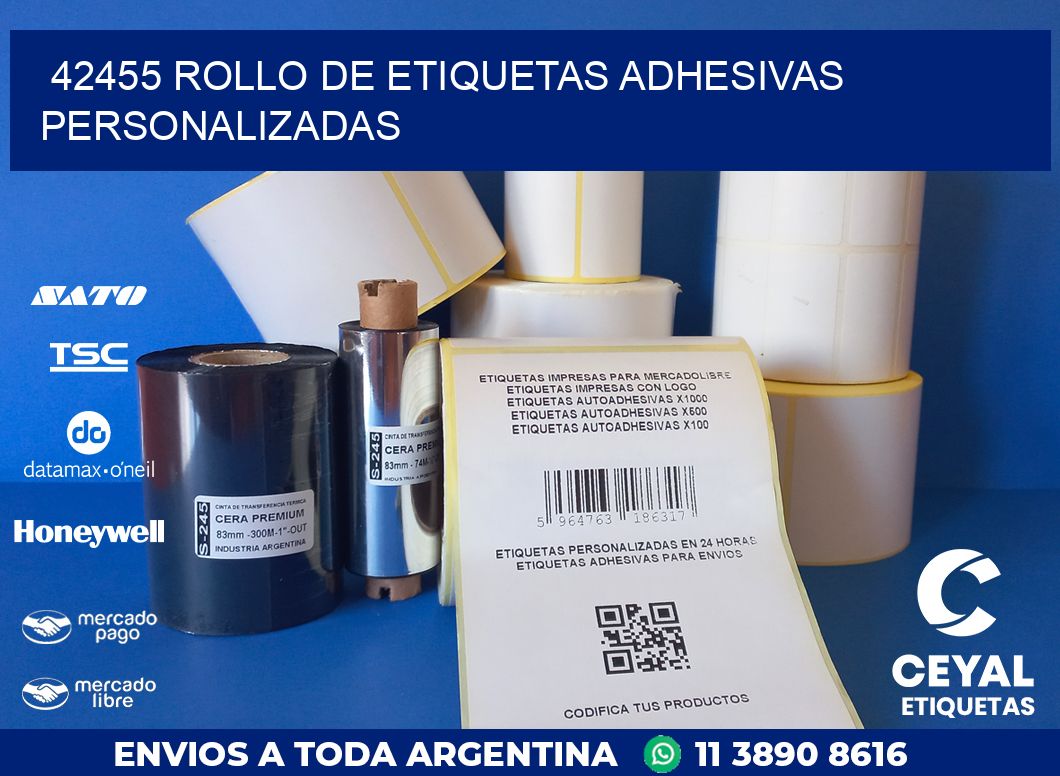 42455 ROLLO DE ETIQUETAS ADHESIVAS PERSONALIZADAS