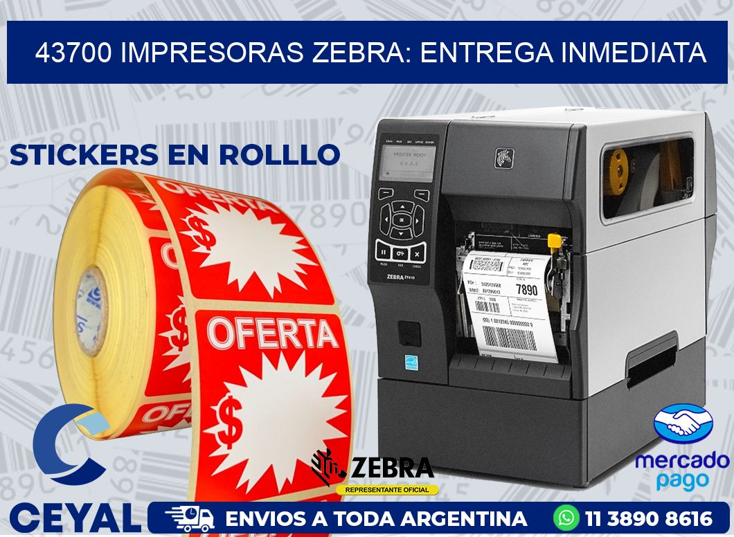 43700 IMPRESORAS ZEBRA: ENTREGA INMEDIATA