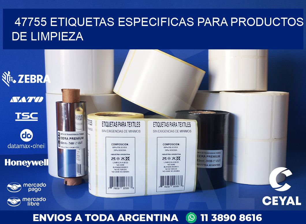 47755 ETIQUETAS ESPECIFICAS PARA PRODUCTOS DE LIMPIEZA