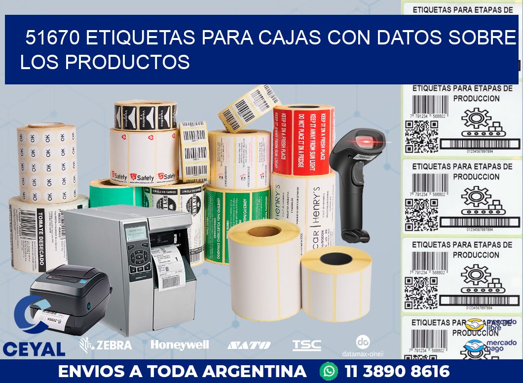 51670 ETIQUETAS PARA CAJAS CON DATOS SOBRE LOS PRODUCTOS