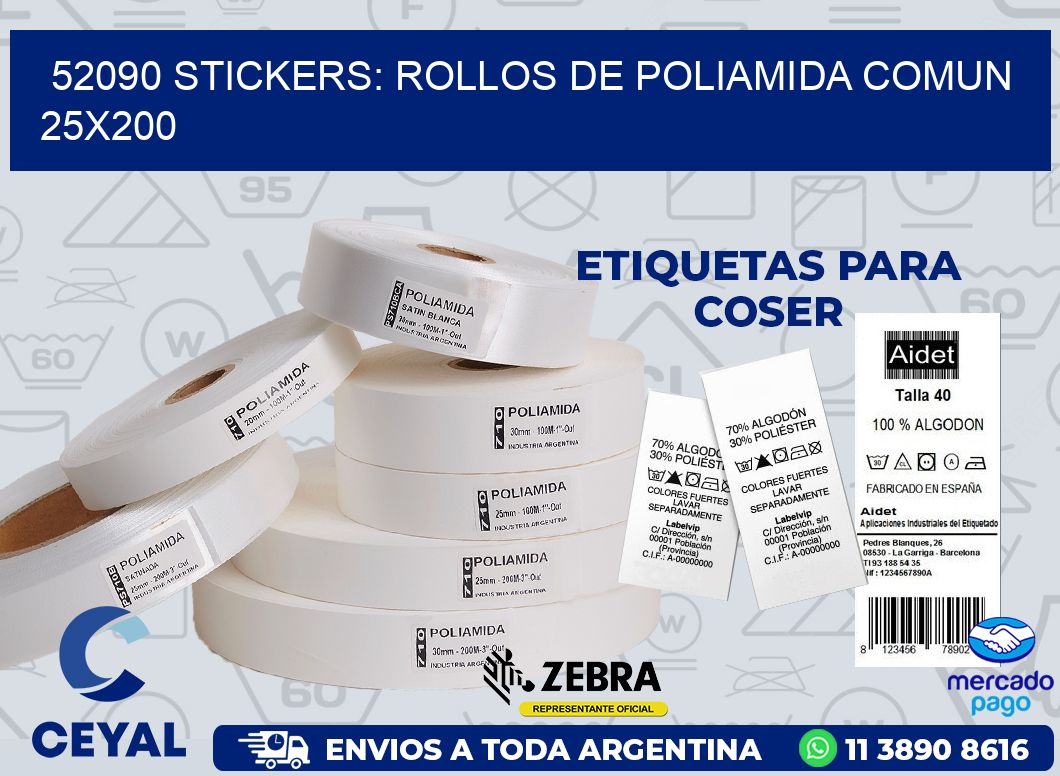 52090 STICKERS: ROLLOS DE POLIAMIDA COMUN 25X200