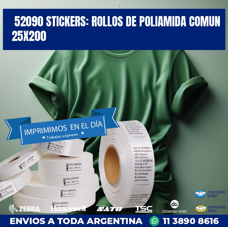 52090 STICKERS: ROLLOS DE POLIAMIDA COMUN 25X200