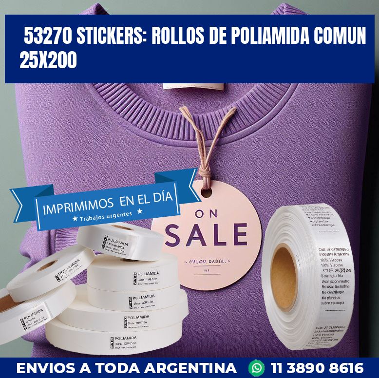 53270 STICKERS: ROLLOS DE POLIAMIDA COMUN 25X200