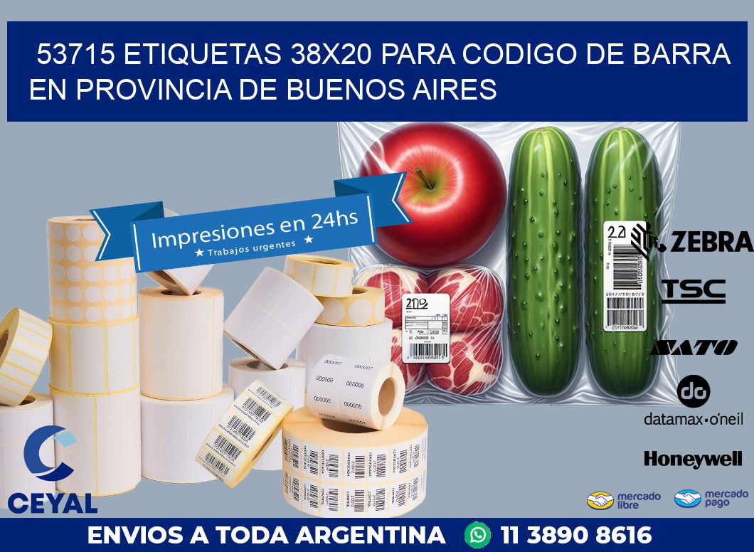 53715 ETIQUETAS 38X20 PARA CODIGO DE BARRA EN PROVINCIA DE BUENOS AIRES