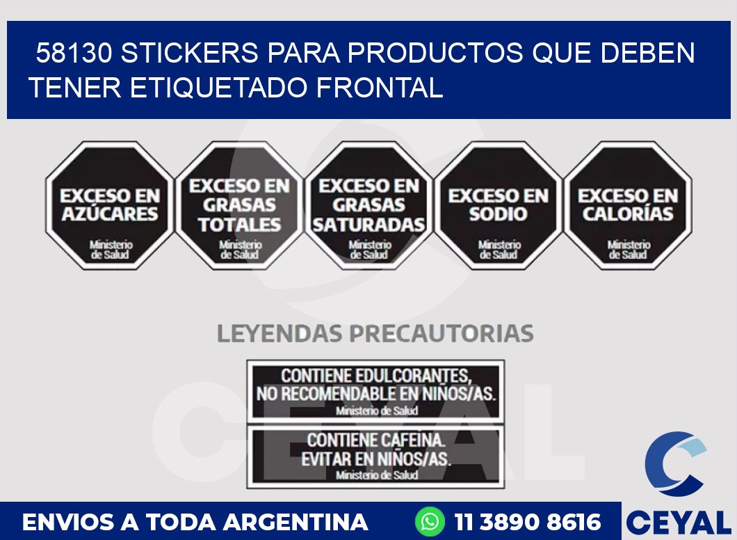 58130 STICKERS PARA PRODUCTOS QUE DEBEN TENER ETIQUETADO FRONTAL