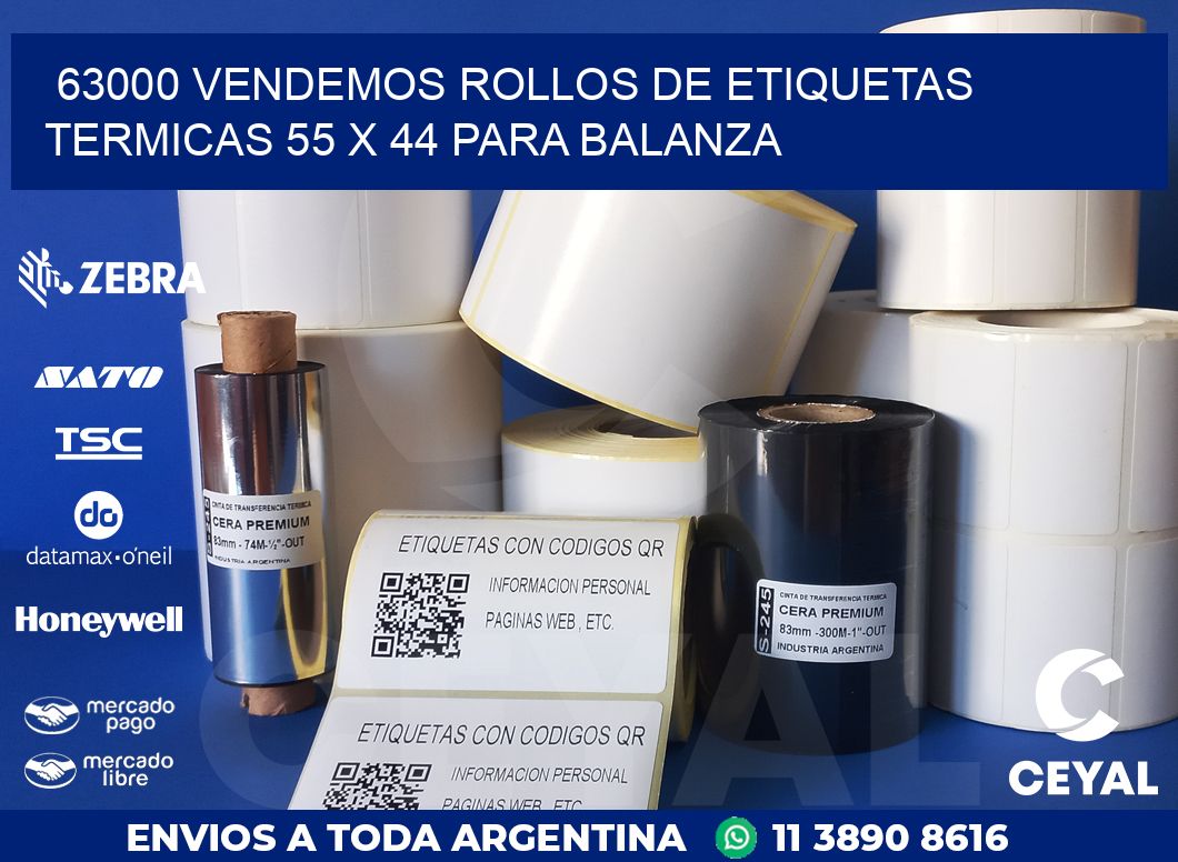 63000 VENDEMOS ROLLOS DE ETIQUETAS TERMICAS 55 X 44 PARA BALANZA