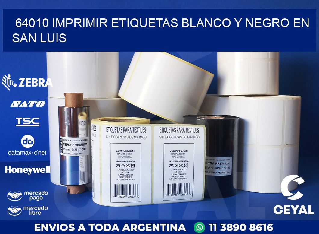 64010 IMPRIMIR ETIQUETAS BLANCO Y NEGRO EN SAN LUIS