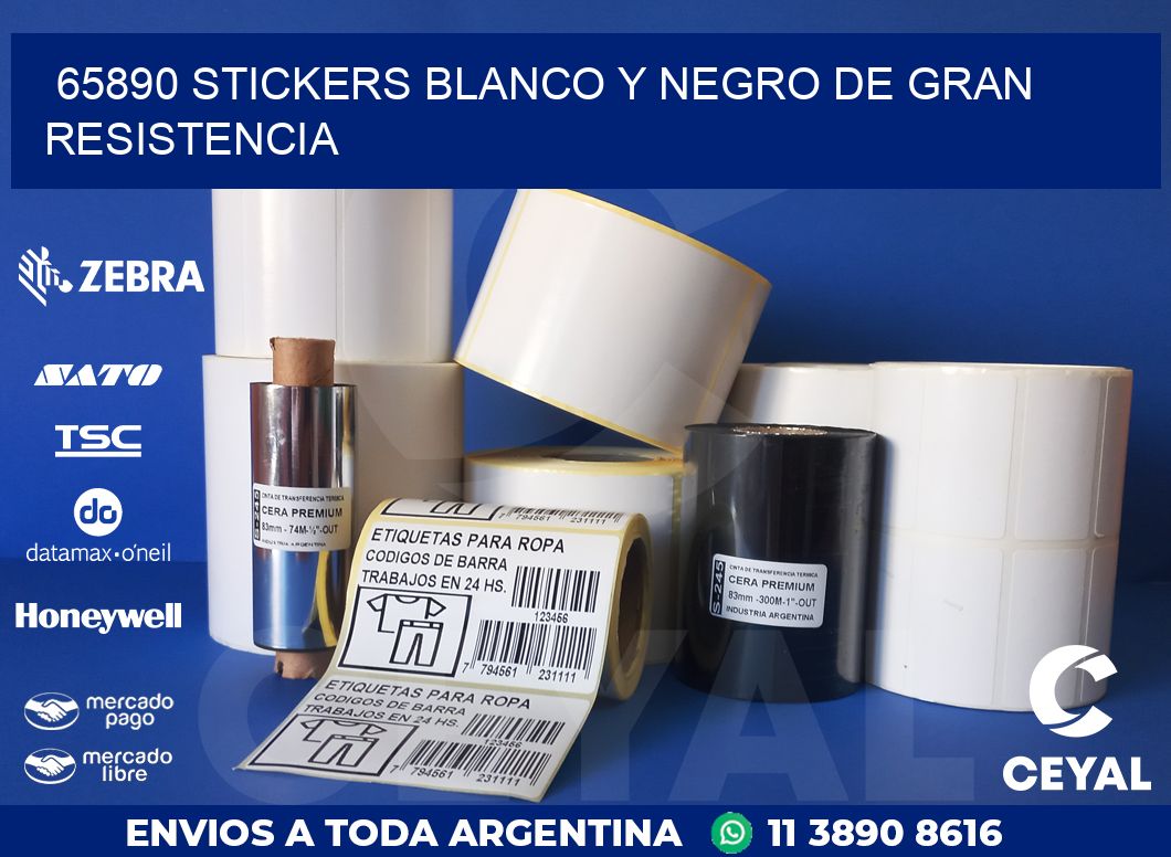 65890 STICKERS BLANCO Y NEGRO DE GRAN RESISTENCIA