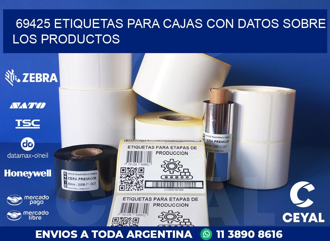69425 ETIQUETAS PARA CAJAS CON DATOS SOBRE LOS PRODUCTOS