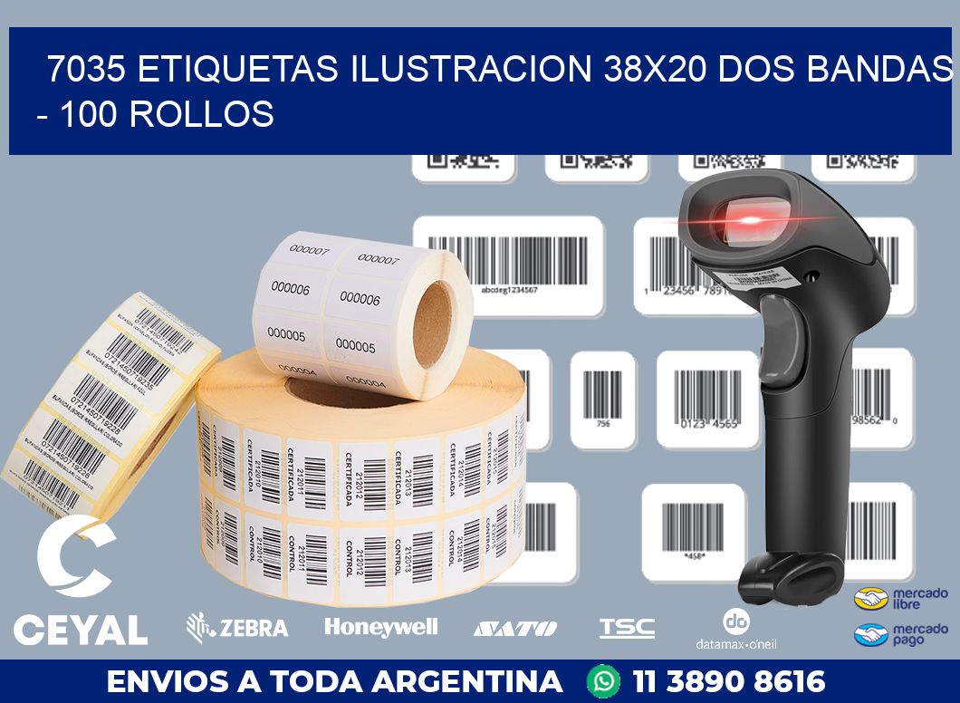 7035 ETIQUETAS ILUSTRACION 38X20 DOS BANDAS - 100 ROLLOS