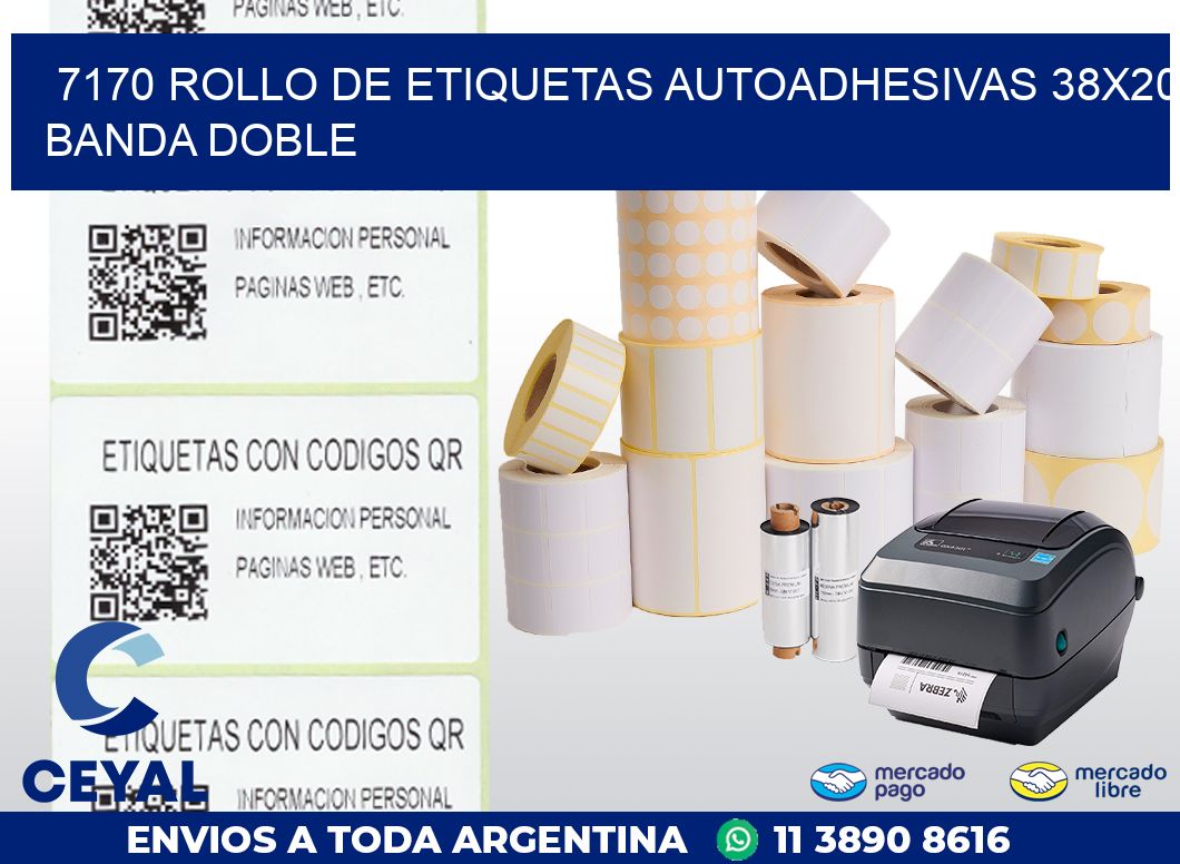 7170 ROLLO DE ETIQUETAS AUTOADHESIVAS 38X20 BANDA DOBLE