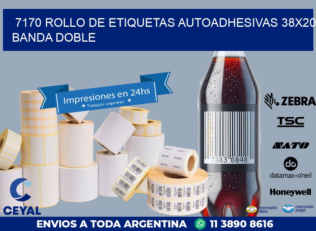 7170 ROLLO DE ETIQUETAS AUTOADHESIVAS 38X20 BANDA DOBLE