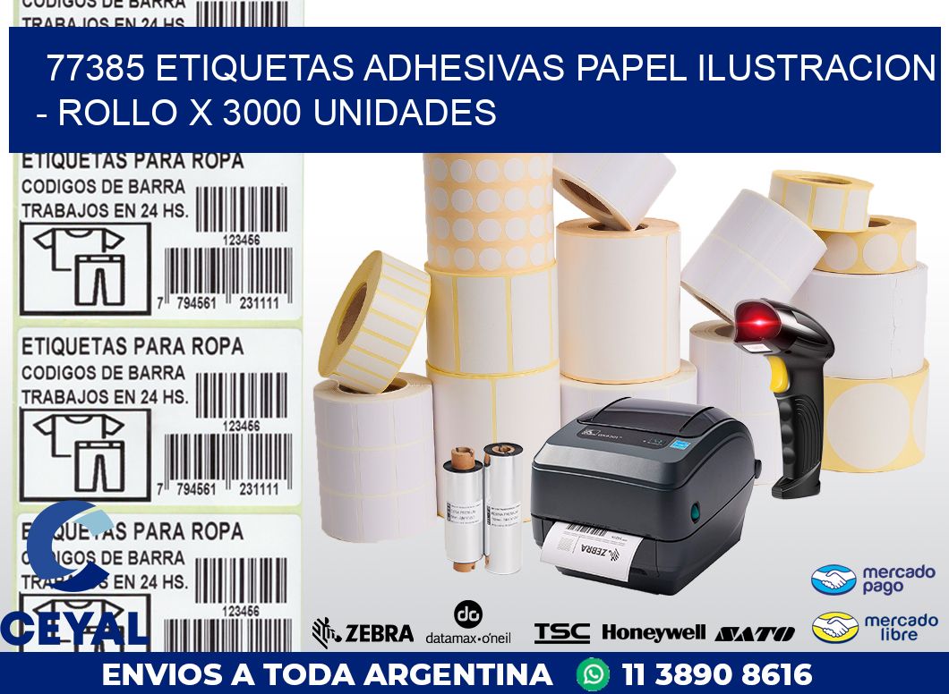 77385 ETIQUETAS ADHESIVAS PAPEL ILUSTRACION - ROLLO X 3000 UNIDADES