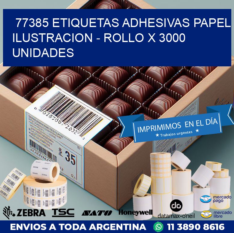 77385 ETIQUETAS ADHESIVAS PAPEL ILUSTRACION – ROLLO X 3000 UNIDADES