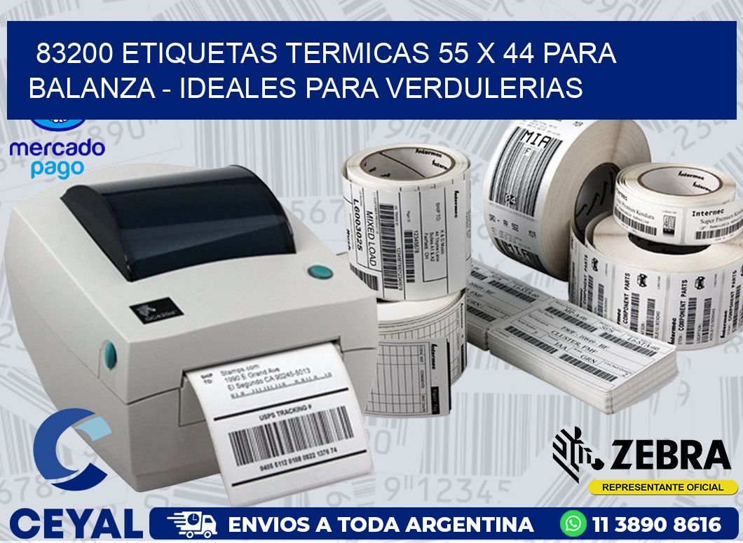 83200 ETIQUETAS TERMICAS 55 X 44 PARA BALANZA - IDEALES PARA VERDULERIAS