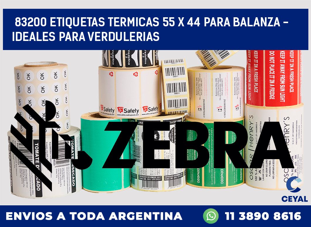 83200 ETIQUETAS TERMICAS 55 X 44 PARA BALANZA - IDEALES PARA VERDULERIAS