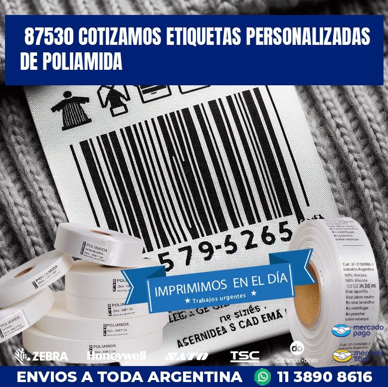 87530 COTIZAMOS ETIQUETAS PERSONALIZADAS DE POLIAMIDA