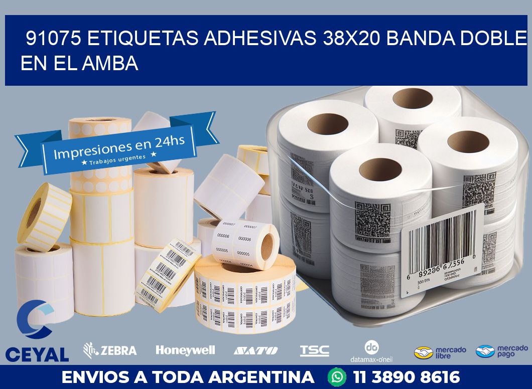 91075 ETIQUETAS ADHESIVAS 38X20 BANDA DOBLE EN EL AMBA