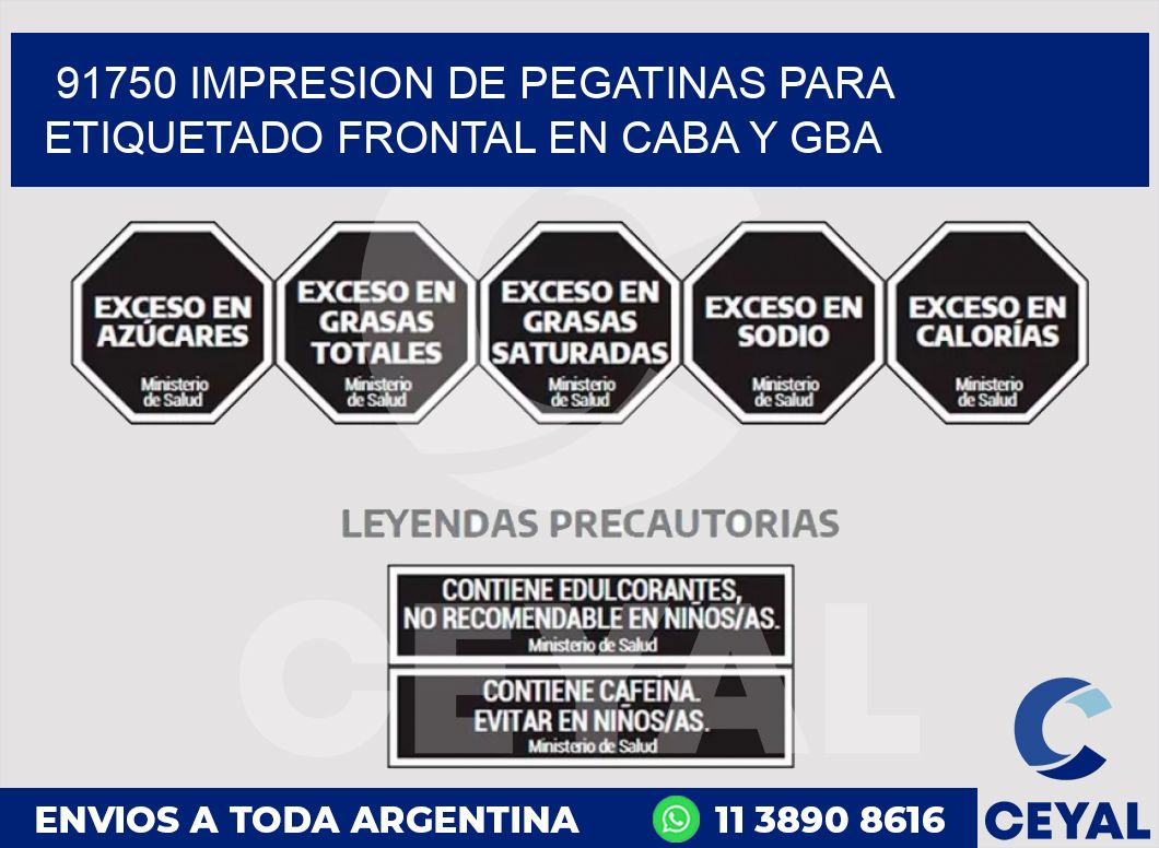 91750 IMPRESION DE PEGATINAS PARA ETIQUETADO FRONTAL EN CABA Y GBA