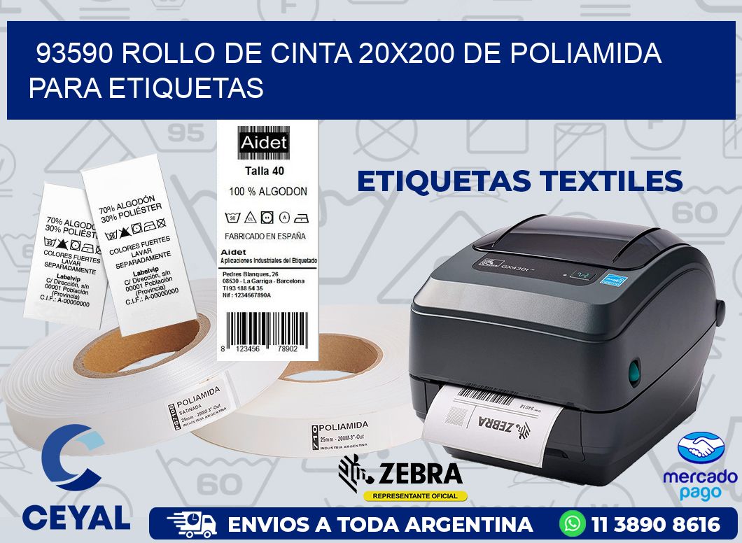93590 ROLLO DE CINTA 20X200 DE POLIAMIDA PARA ETIQUETAS